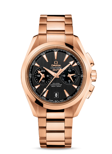 Omega Seamaster Aqua Terra 150M Co-Axial 43 GMT Chronograph Red Gold / Grey / Bracelet